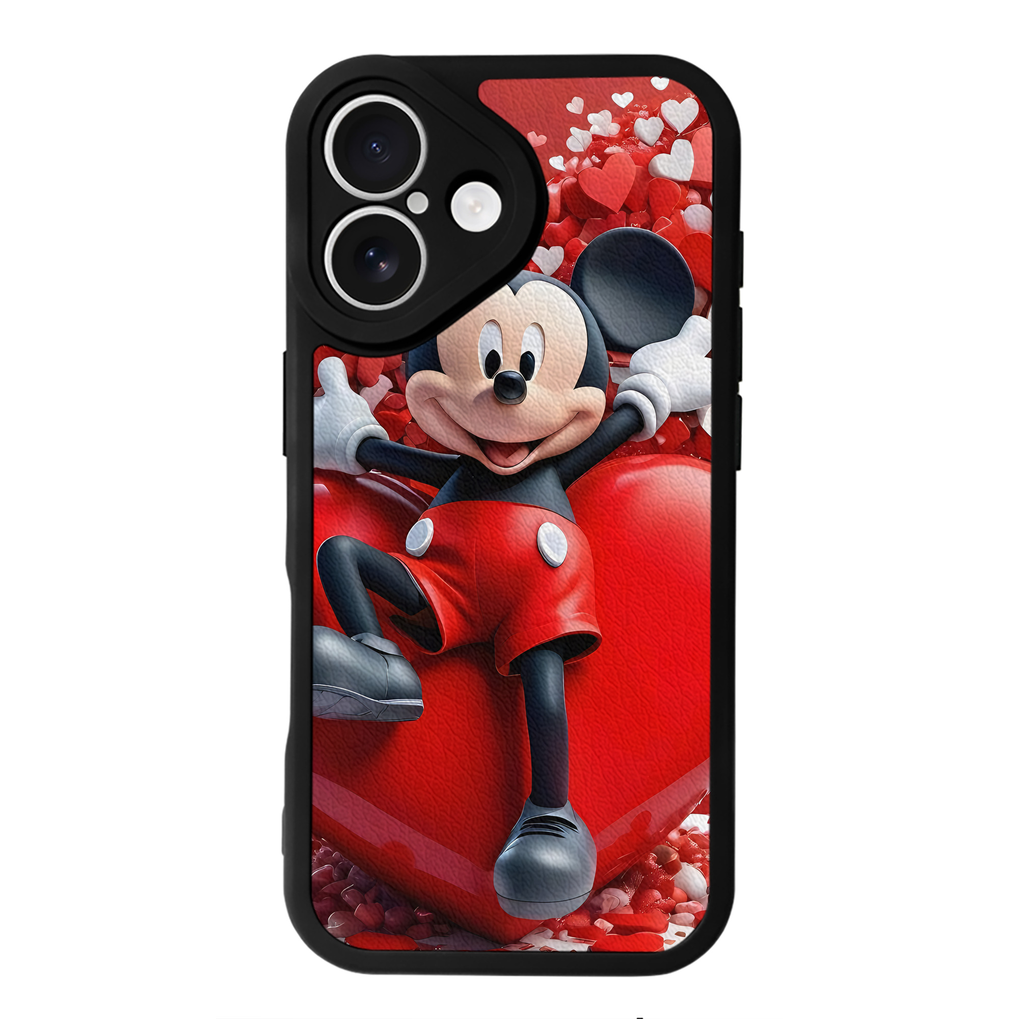（画像用） ミッキーマウス Mickey Mouse 【iPhone 16シリーズ対応】シリコンスマホケース（レザー調） 材質：シリコン